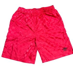 Umbro Kids Red Checkerboard Nylon Soccer Shorts Size XL 16/18